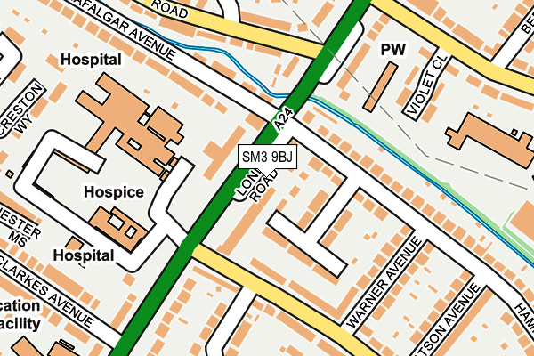 SM3 9BJ map - OS OpenMap – Local (Ordnance Survey)