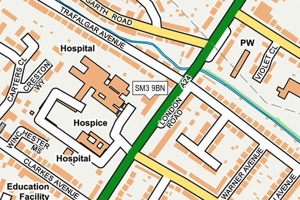 SM3 9BN map - OS OpenMap – Local (Ordnance Survey)