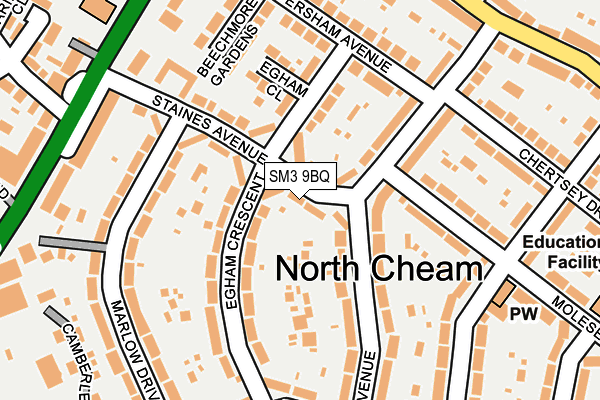 SM3 9BQ map - OS OpenMap – Local (Ordnance Survey)