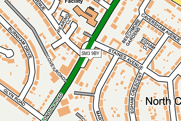 SM3 9BY map - OS OpenMap – Local (Ordnance Survey)