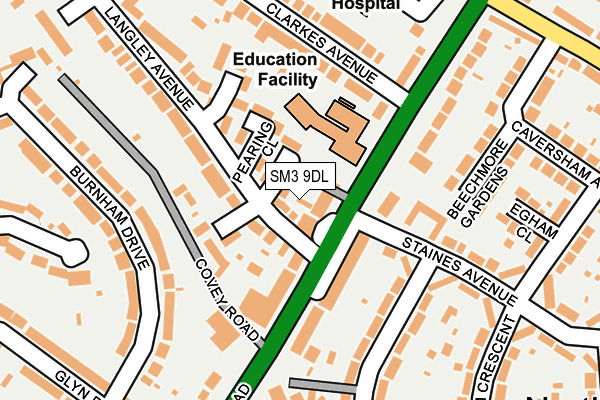 SM3 9DL map - OS OpenMap – Local (Ordnance Survey)