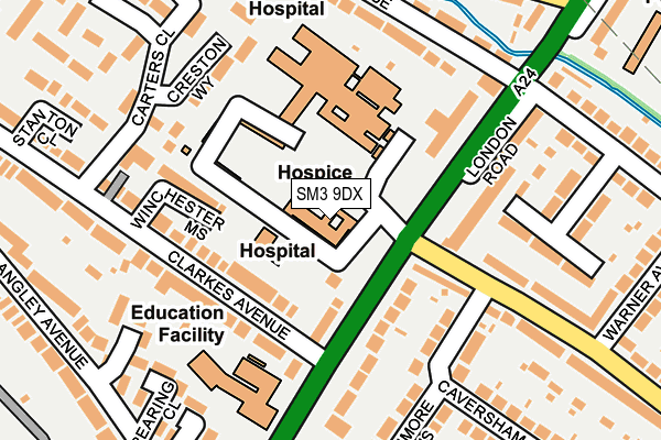 SM3 9DX map - OS OpenMap – Local (Ordnance Survey)