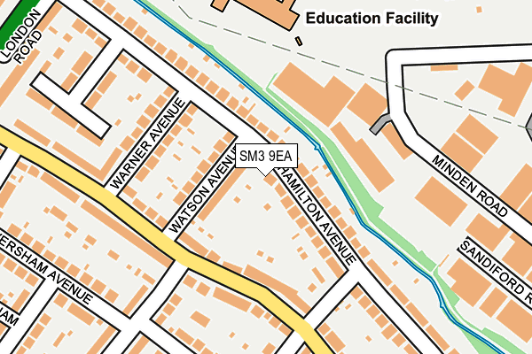 SM3 9EA map - OS OpenMap – Local (Ordnance Survey)