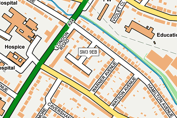 SM3 9EB map - OS OpenMap – Local (Ordnance Survey)