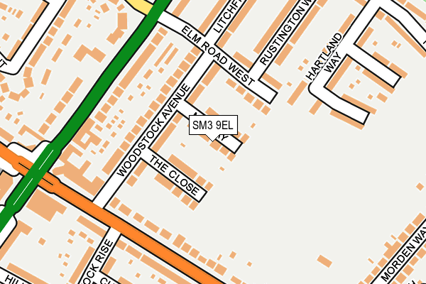 SM3 9EL map - OS OpenMap – Local (Ordnance Survey)