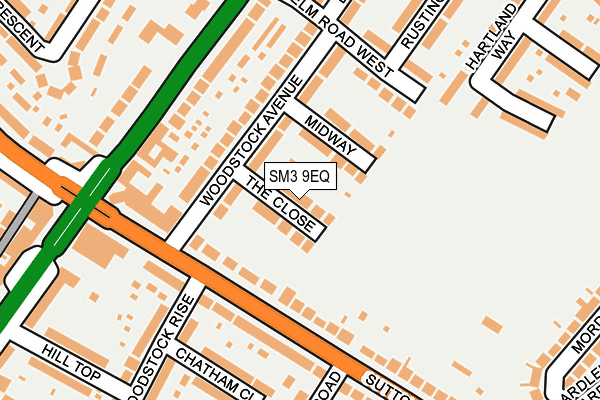 SM3 9EQ map - OS OpenMap – Local (Ordnance Survey)