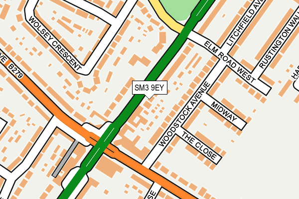 SM3 9EY map - OS OpenMap – Local (Ordnance Survey)