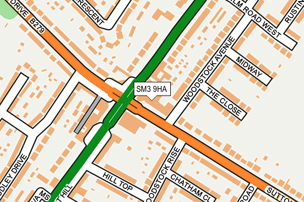 SM3 9HA map - OS OpenMap – Local (Ordnance Survey)