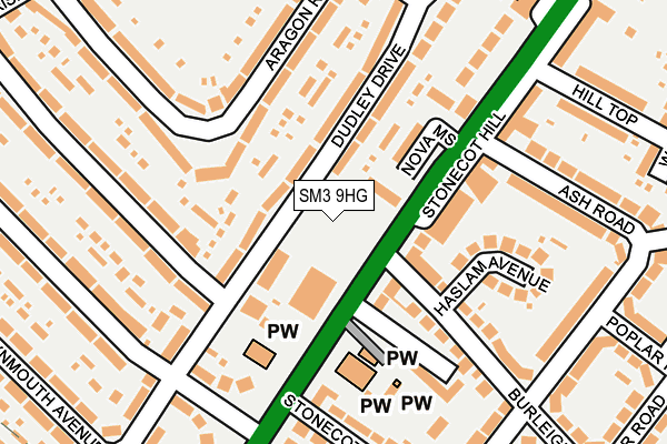 SM3 9HG map - OS OpenMap – Local (Ordnance Survey)