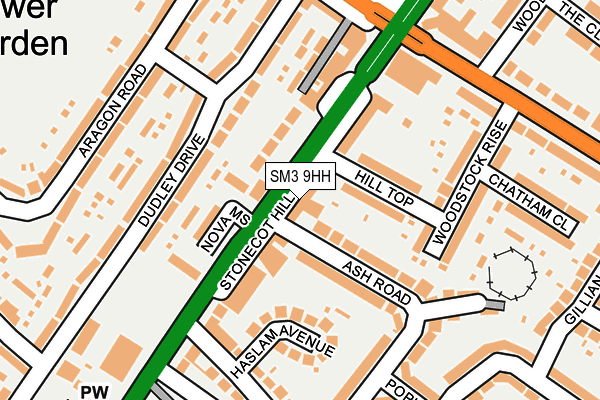 SM3 9HH map - OS OpenMap – Local (Ordnance Survey)