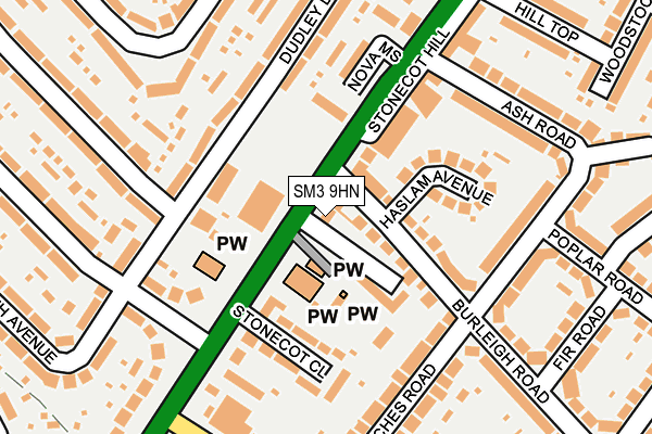 SM3 9HN map - OS OpenMap – Local (Ordnance Survey)
