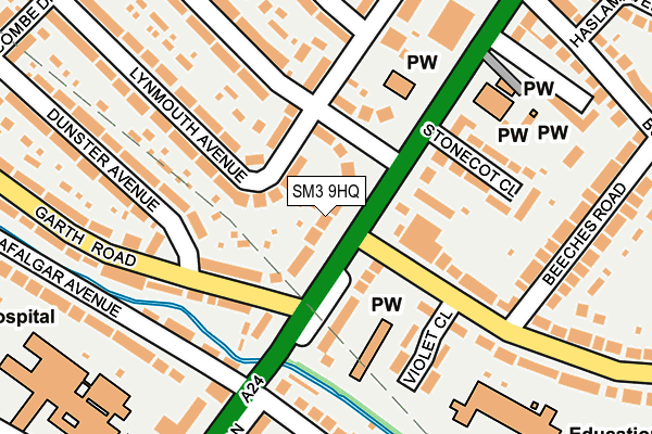 SM3 9HQ map - OS OpenMap – Local (Ordnance Survey)