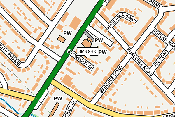 SM3 9HR map - OS OpenMap – Local (Ordnance Survey)