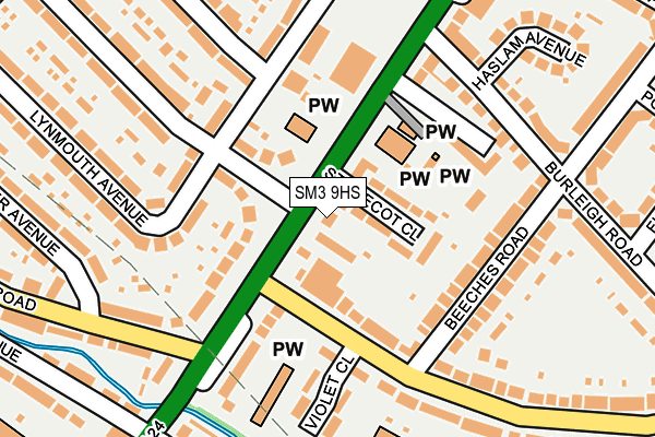 SM3 9HS map - OS OpenMap – Local (Ordnance Survey)