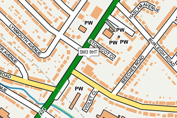 SM3 9HT map - OS OpenMap – Local (Ordnance Survey)