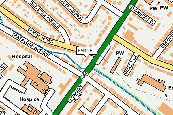 SM3 9HU map - OS OpenMap – Local (Ordnance Survey)