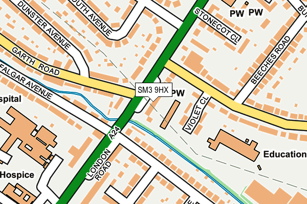 SM3 9HX map - OS OpenMap – Local (Ordnance Survey)