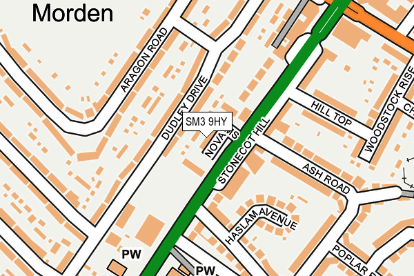 SM3 9HY map - OS OpenMap – Local (Ordnance Survey)