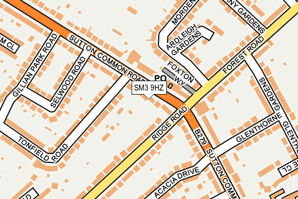 SM3 9HZ map - OS OpenMap – Local (Ordnance Survey)