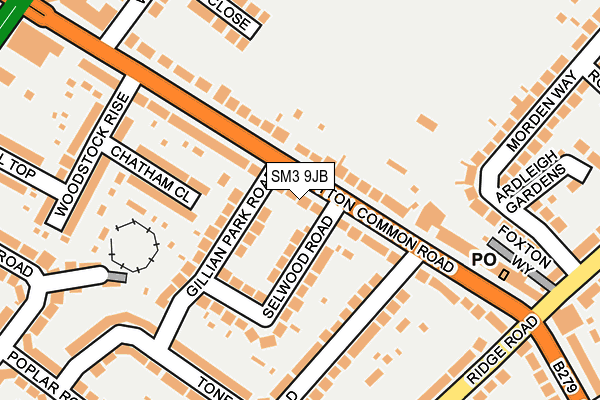 SM3 9JB map - OS OpenMap – Local (Ordnance Survey)