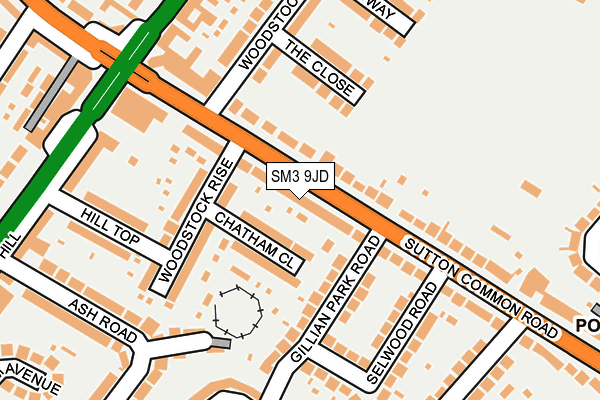 SM3 9JD map - OS OpenMap – Local (Ordnance Survey)