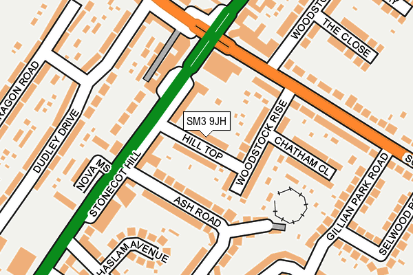 SM3 9JH map - OS OpenMap – Local (Ordnance Survey)