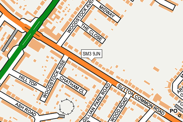 SM3 9JN map - OS OpenMap – Local (Ordnance Survey)