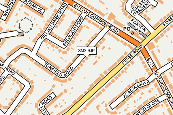 SM3 9JP map - OS OpenMap – Local (Ordnance Survey)