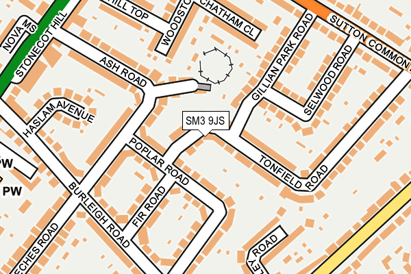 SM3 9JS map - OS OpenMap – Local (Ordnance Survey)