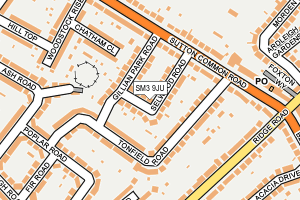 SM3 9JU map - OS OpenMap – Local (Ordnance Survey)