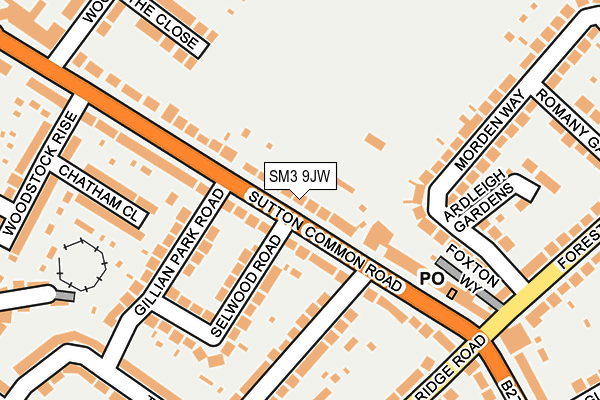 SM3 9JW map - OS OpenMap – Local (Ordnance Survey)