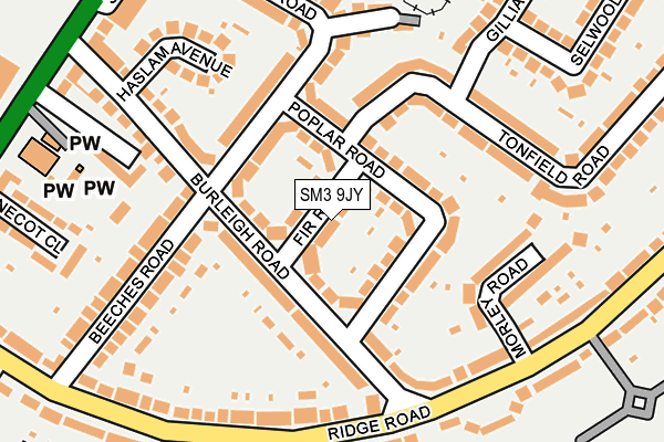 SM3 9JY map - OS OpenMap – Local (Ordnance Survey)