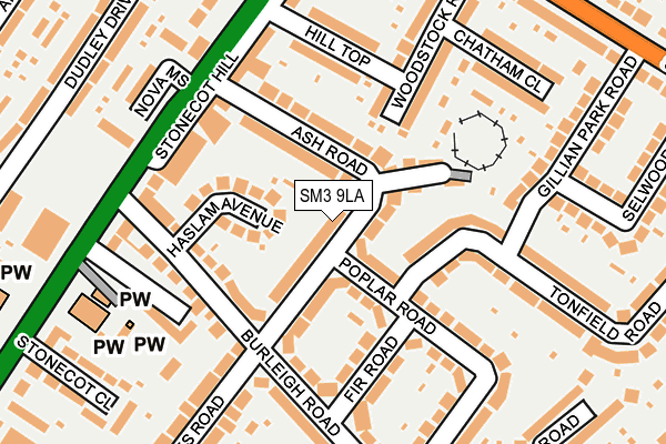 SM3 9LA map - OS OpenMap – Local (Ordnance Survey)