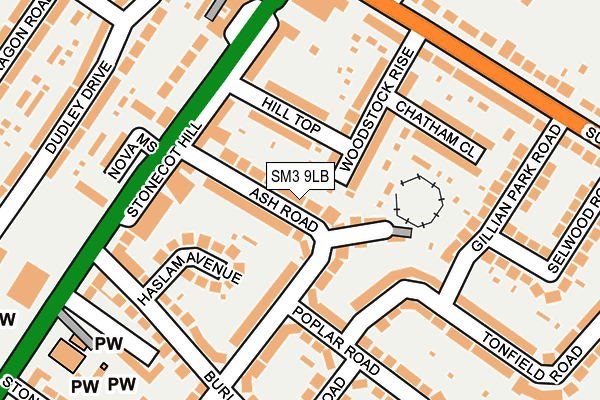 SM3 9LB map - OS OpenMap – Local (Ordnance Survey)
