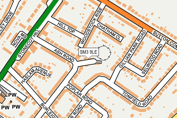 SM3 9LE map - OS OpenMap – Local (Ordnance Survey)