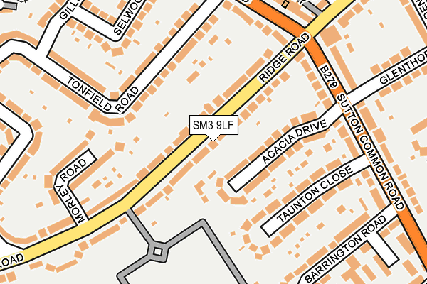 SM3 9LF map - OS OpenMap – Local (Ordnance Survey)