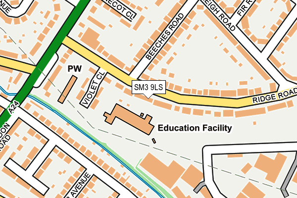 SM3 9LS map - OS OpenMap – Local (Ordnance Survey)