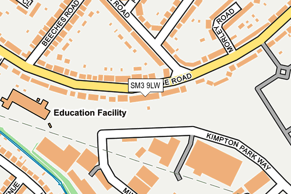 SM3 9LW map - OS OpenMap – Local (Ordnance Survey)