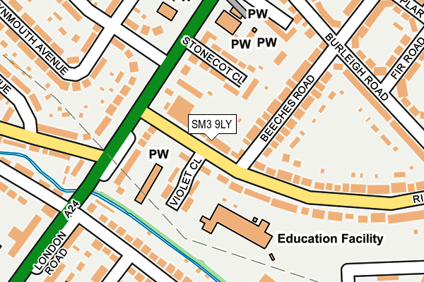 SM3 9LY map - OS OpenMap – Local (Ordnance Survey)