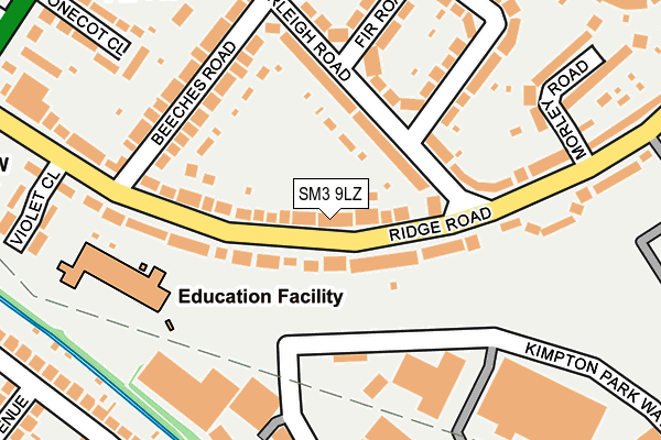 SM3 9LZ map - OS OpenMap – Local (Ordnance Survey)