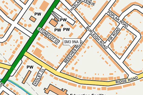 SM3 9NA map - OS OpenMap – Local (Ordnance Survey)