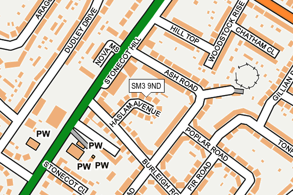 SM3 9ND map - OS OpenMap – Local (Ordnance Survey)