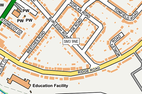 SM3 9NE map - OS OpenMap – Local (Ordnance Survey)
