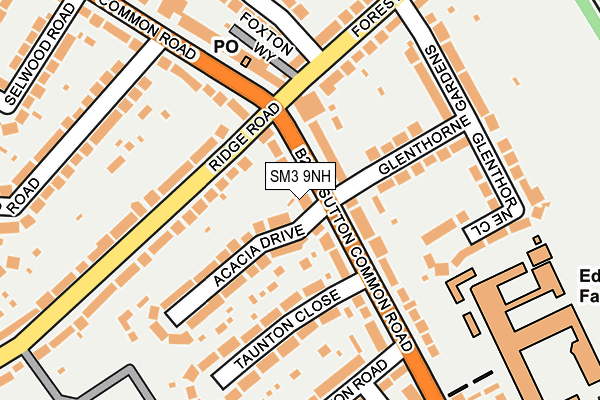 SM3 9NH map - OS OpenMap – Local (Ordnance Survey)