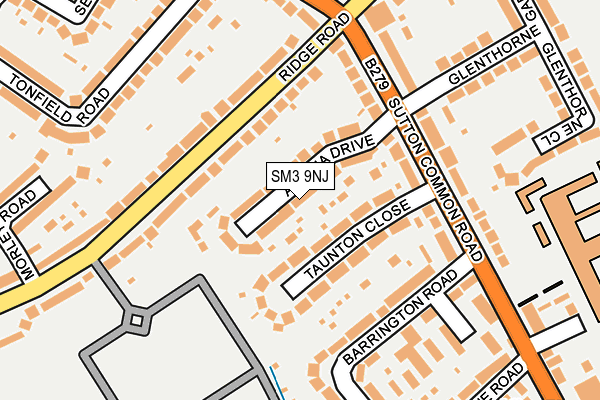 SM3 9NJ map - OS OpenMap – Local (Ordnance Survey)