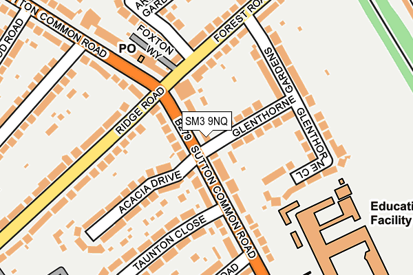 SM3 9NQ map - OS OpenMap – Local (Ordnance Survey)