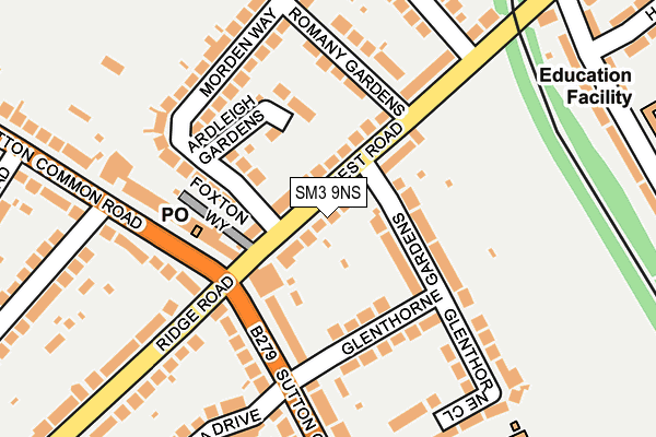 SM3 9NS map - OS OpenMap – Local (Ordnance Survey)