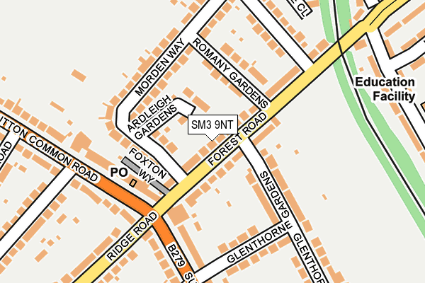 SM3 9NT map - OS OpenMap – Local (Ordnance Survey)