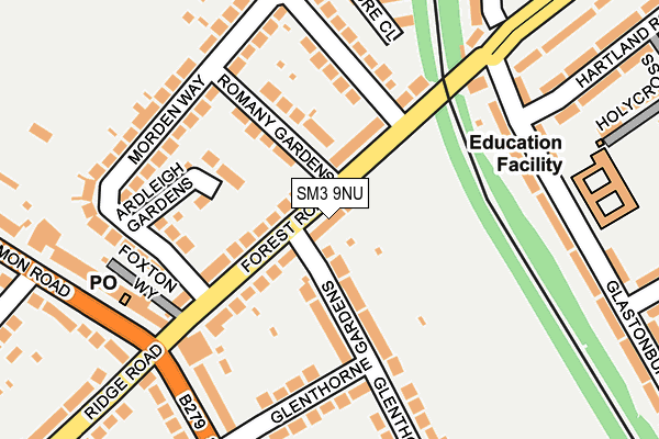 SM3 9NU map - OS OpenMap – Local (Ordnance Survey)