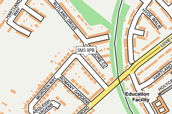 SM3 9PB map - OS OpenMap – Local (Ordnance Survey)